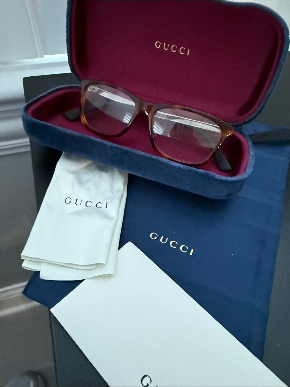 NEW Gucci GG 0699OA 003 Eyeglasses Frame 54 [] 15-145 Havana Yellow & Case